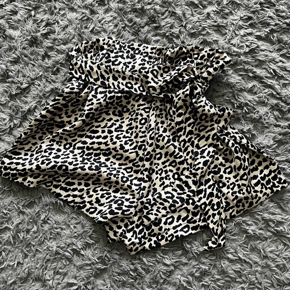 High waisted cheetah shirts. Silky material with tie belt. Never worn. - Picture 1 of 2